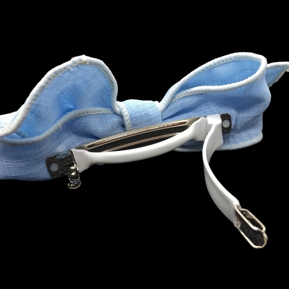 Loctia Lined Blue Linen Bow - Picture 3 of 7